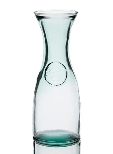 Authentic Recycled Glass 800 ml Carafe - Vintage Style - Perfect for Water, Juice, Cordial, Wine, Smoothies, Milk