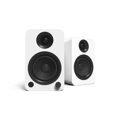 Kanto YUW 140W Powered Speakers with Bluetooth® 4.2 and RCA Input | Features Signal Detection and Auto Stand-by | Remote Included | Pair | Matte White