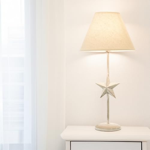 Lampe table métal décapé abat-jour luminaire chambre E14 - 3