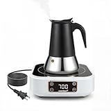 NESTIQEX Camping Induction Cooktop 700W, Portable Induction Burner for RV Travel, with 4-Cup Stainless Steel Coffee Pot for Moka Espresso, Compact Hot Plate Cooker System