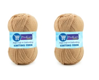Image of ProKart Premium 4 Ply Woolen Knitting Yarn, Sand Brown (100g x 4 Pack). Soft Yarn for Knitting, Crochet and Crafts. Ideal for Sweaters, Scarves, Hats, Baby wear, Purses and DIY Projects.