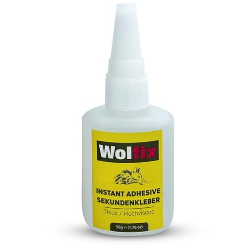 Wolfix Colla Cianoacrilica 50gr – Adesivo Istantaneo Colla Forte per Plastica, Legno, Metallo e Ceramica – Super Attack Extra Forte per Riparazioni Professionali e Fissaggi Precisi