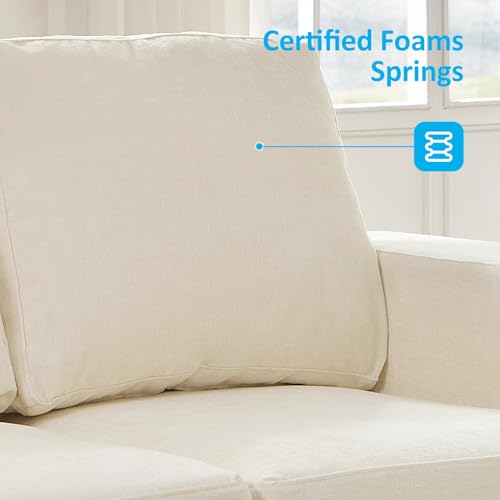 Image of Mjkone 2 Pieces Living Room Sofa Sets, 82 inch W 3 Seat Sofas Couch and Loveseat Set, Sofas Couches Living Room Furniture Set, Sectional Couch Set for Home Office, 3-Seat Sofa + Loveseat, Beige