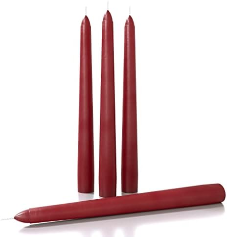 CANDWAX 8 inch Taper Candles Set of 4 - Dinner Candles Dripless - Tall Candles Long Burning Perfect for Dinner, Party or Wedding Candles Decor - Bordeaux Candles