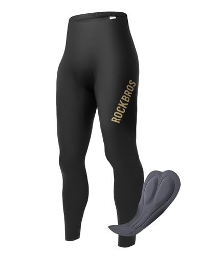 ROCKBROS Pantalones Largos sin Costuras para Hombres, Culotte Largo con Acolchado Ciclismo Transpirable Secado Rápido y Antideslizante para Bicicleta de Carretera y MTB, L