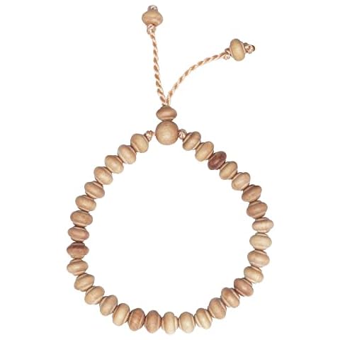 Small Hand-made Adjustable Scented Contoured-bead Sandalwood Prayer Bead Tasbih Bracelet 33-beads with GIFT BOX Cover