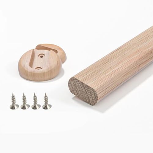 Tringle de placard en bois ovale de 80 cm avec supports