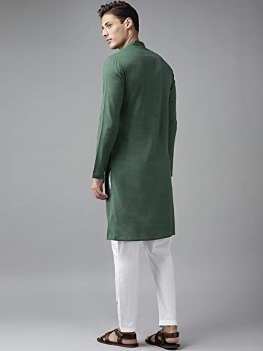 Image of See Designs Men Full Sleeve Cotton Solid Straight Slub Effect Kurta