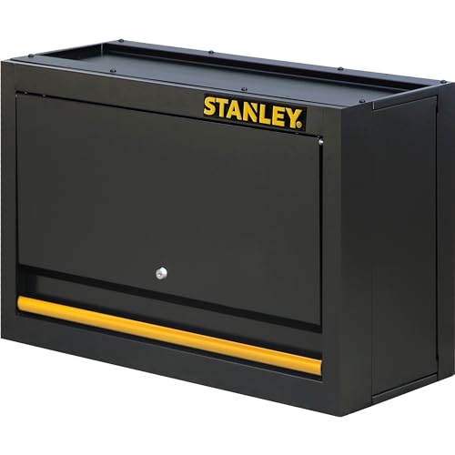 STANLEY Armario superior de 1 puerta, cuerpo metálico, sistema de cierre con llave, acero aleado, soporta 22.5kg, arietes de gas, montaje en diversas superficies, STST97599-1