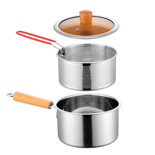 Freing Pot, 304 POTA DE Acero DE Acero INOXINO con Cuesta Y MANEJA DE FISTA, Mini STUVE Top FREYER con Tapa Visible para freír Pollo y Papas Fritas de Pescado