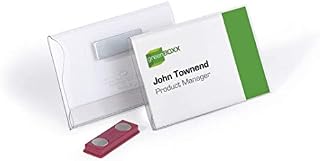 Durable Name Badge 54 x 90 mm with Magnet Transparent | Pack of 25 Badges | Includes Blank Insert Cards | Ideal for Events and Visitor Management