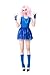 Disfraces para Mujer 80s con Accesorios para Cosplay de Halloween, Peluca Rosa Rizado, Collar de Azul, Guantes azules, Calentadores azules, Body azul y Tutu Falda (MODELO A, XL)