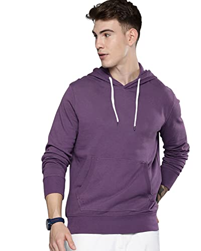 Image of Veirdo Cotton Fleece Regular Fit Hooded Sweatshirt Full Sleeves Solid Jumper Hoodie for Men /Boys