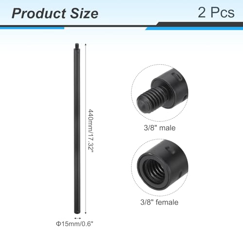 Tiges à vis pour microphone étendu en métal noir résistant avec filetage mâle femelle 0,95 cm