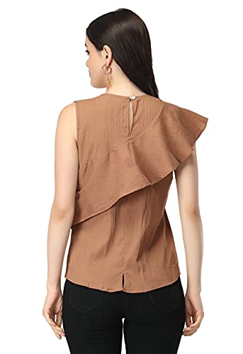 Image of DHRUVI Trendz Women's Regular Fit T-Shirt (2021 Pink & Brown & Black X-Large)