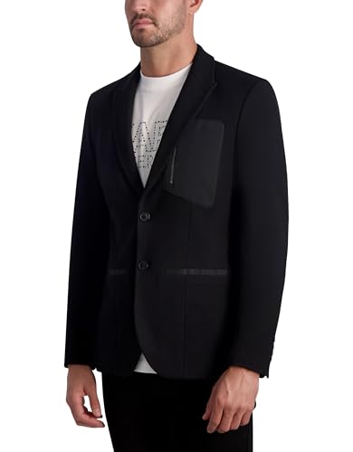 KARL LAGERFELD Men's Contrast Trims Exposed Zipper Blazer2