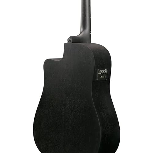 Image of Ibanez Dreadnought Acoustic-Electric Guitar, Weathered Black Open Pore, Cutaway Body, Built-in Electronics V44CE-WK
