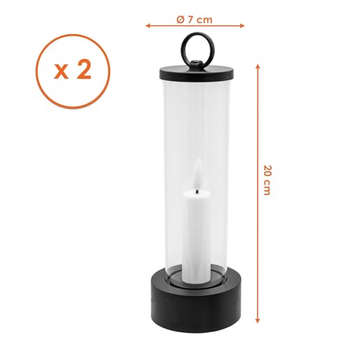 Spetebo Outdoor LED Kerze im Glas batteriebetrieben 20 x 7 cm - 2er Set – Bild 2