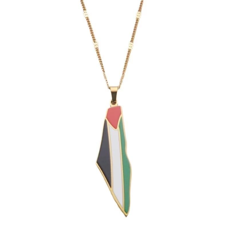 KummerSaprk Palestine Necklace Gold Gold Map - Image 1