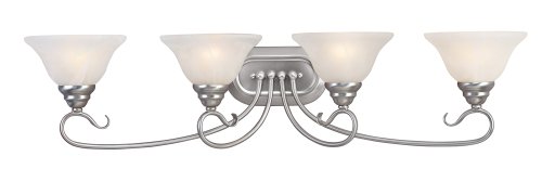 Flash Deals - 60% OFF Livex Lighting 6104-91 Coronado 4 Light Brushed Nickel Vanity with White Alabaster Glass
