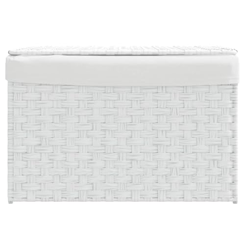 Panier à linge blanc en polyrotin carré 35x34x55.5 cm