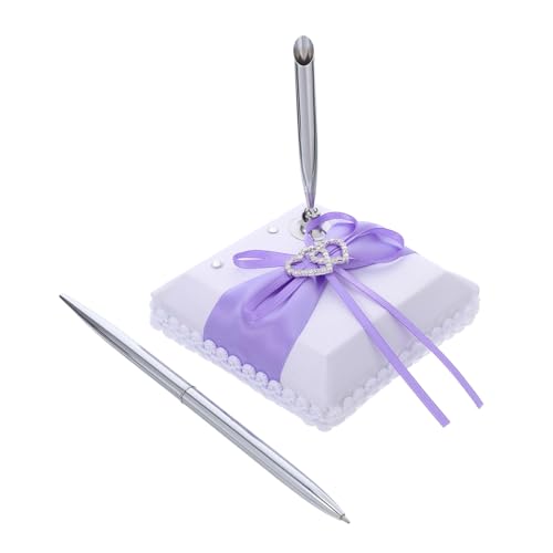 Gogogmee ウェディングペン 簡単設置 感あるハート装飾付き受付署名ペン スタンド付き 披露宴ゲストブック用 多目的屋内サインテーブルアク