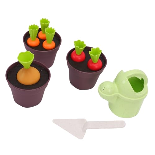Kit de jardinería infantil de paja de trigo con macetas y regadera