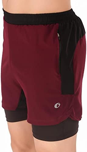 Oysters Men's 2 In 1 Running Quick Dry Shorts Gym Athletic Workout Shorts For Men With Phone Pockets