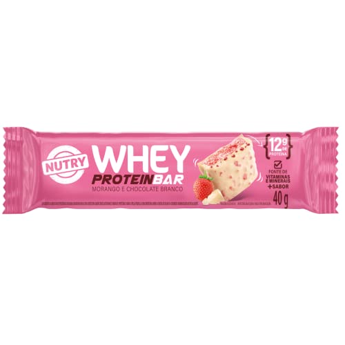 Barra De Proteína Morango Com Chocolate Branco Nutry 400g - Caixa 10x40g