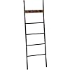 HOOBRO Blanket Ladder, Wall-Leaning Towel Rack, 5-Tier Ladder Shelf, Decorative Ladder with 4 Removable Hooks, for Bathroom, Metal Frame, Rustic Brown BF61CJ01 HOOBRO Blanket Ladder, Wall-Leaning Towel Rack, 5-Tier Ladder Shelf, Decorative Ladder with 4 Removable Hooks, for Bathroom, Metal Frame, Rustic Brown BF61CJ01
