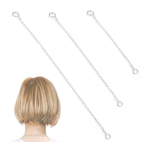 Cadena de Extensión, 3 pcs Extensión de Cadena de Plata Cadenas Extensibles de Ley Cadena para Fabricación de Joyas para Alargar Tus Collares y Pulseras (3/5/8 cm)