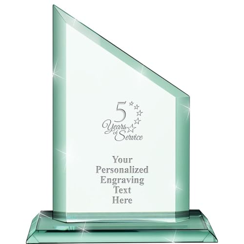 7.5" 5 Years of Service Custom Engraved Trophy - Ivy Jade Crystal - Years of Service Award for Employees - Corporate Awards - Personalized Engraving
