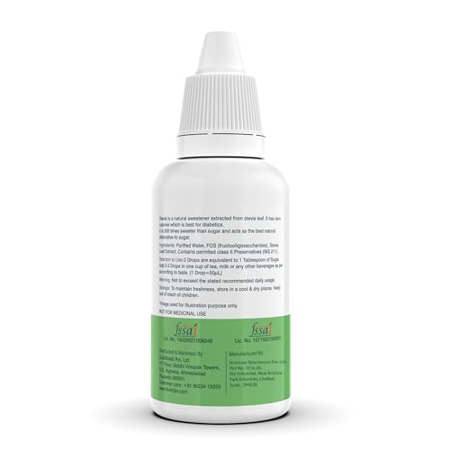 NutritJet Stevia Liquid Drops Natural - Zero Calories & Zero Carbs, Sugar Substitute Great for Weight Control - 30ml