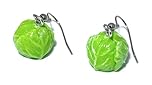 FizzyButton Gifts Resin Brussels Sprout Charm Drop Earrings with Surgical Steel Ear Wires and Organza Gift Bag
