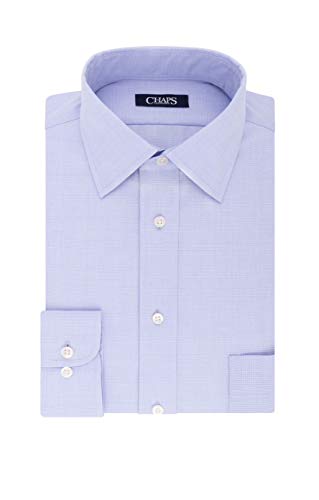 Chaps Men's Regular Fit Stretch Collar Wrinkle Free Dress Shirt Blue (15