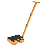 OrangeA Industrial Machinery Mover 13200Lbs Capacity Machinery Mover Skates 4 Rollers 180 Degree Rotation Machinery Mover Dolly with 39 Inch Push Rod (6T with Bar/ 180° Rotation)