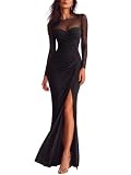 PeoKia Women's Bodycon Maxi Wedding Guest Dresses for Women Black L