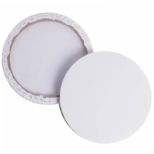 Lienzos redondos de algodón blanco VILLCASE con bastidor de madera de 2 piezas 2