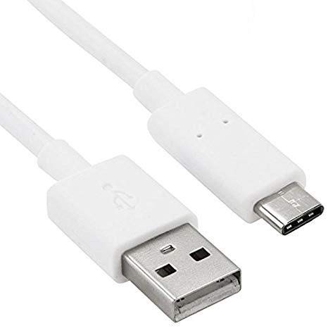 Cable Tipo USB a C del Cargador, Color Blanco, 1.2 MT. Sin Embalaje Exterior, Compatible con Samsung Galaxy. Nota 9 / Nota 8 / S9 + / S9 / S8, Samsung S10E, Carga rápida y transmisión de Datos