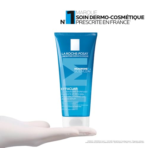 La Roche-Posay, Effaclar, Gel Moussant Purifiant, Nettoie en Douceur & Matifie, Formule Sans Savon, pH Physiologique, Pour Peaux Grasses à Tendance Acnéique, 200 ml