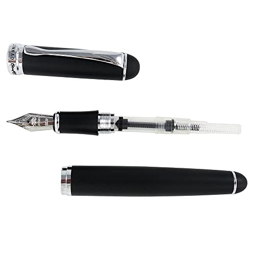 Image of Jinhao Fountain Pen Silver Trim Medium Nib X750 With Gift Case (Frosted Black)
