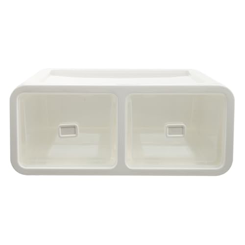 Boîte de rangement commode blanche 2 compartiments en PP rigide lavable - 2