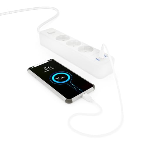 Regleta con 3 tomas y cable de 1,5m ideal para conectar el televisor y la consola en el salón 5