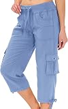 MoFiz Women's Hiking Cargo Shorts Quick Dry Lightweight Athletic Capri Pants for Camping Jogger with