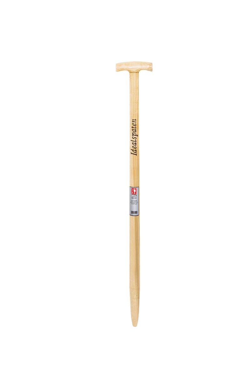 IDEAL Spatenstiel aus Esche mit T-Griff, 85 cm, gebogen, lackiert, Ø 41 mm, mit Brennstempel, für alle IDEAL-Spaten außer Rode-, Baumschul- und Kieler Form | IDEAL, lackiert, Brennstempel, Werkzeugstiel, Gartengerät, Eschenholz, langlebig, robust, ergonom