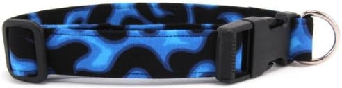 Blue Flames Soft Adjustable Dog Collar with Quick Release Buckle Medium