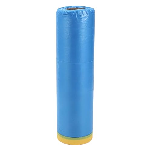 Image of Pre-Taped Masking Film Plastic Cover PE Film Masking Paper 1 Pc 2500x280cm / 82.02ftx110.24 inch Yellow Blue