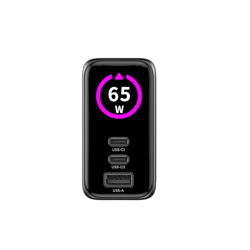 Chargeur mural Celly 65W intelligent doté d'un écran de contrôle numérique