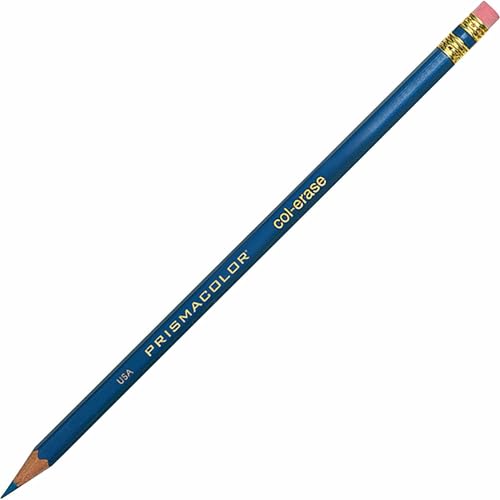 Prismacolor Col-Erase Erasable Colored Pencils, 12 Blue Pencils (20044)