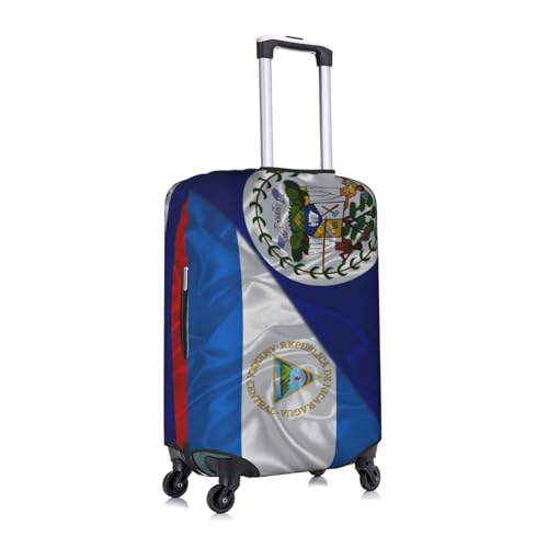 Belize Belizean And Nicaragua Nicaraguans Triangle Flag Travel Luggage Cover Washable Suitcase Case Suitcase Protector Fit Luggage Cover X-Large3